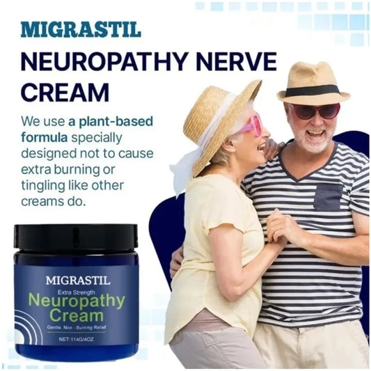 Crema Migrastil Extra Strength para Alivio de Neuropatía | Fórmula Calmante de Rápida Absorción con Aloe Vera | Sin Mentol ni Alcanfor | Apoyo para Piernas Inquietas, Manos y Pies | 100% Botánica y No Grasosa