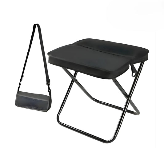 Asiento Portátil Plegable 2 en 1 con Bolso Integrado | Taburete Ligero de Acero al Carbono para Camping, Pesca y Senderismo | Silla de Viaje Compacta con Mochila de Almacenamiento | Tela Oxford Resistente