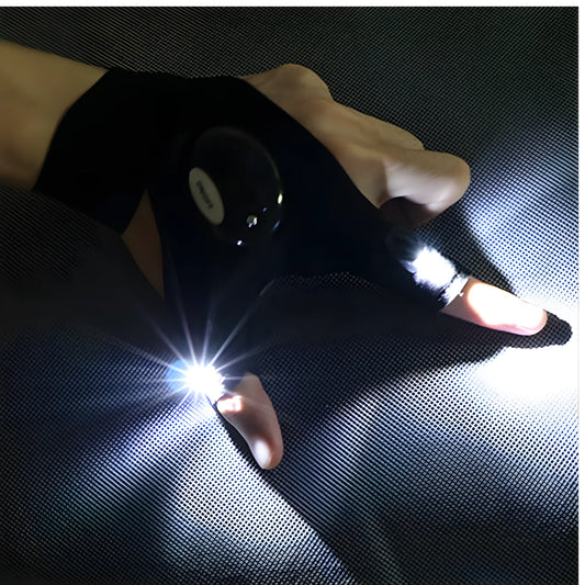 Guante con Luz LED Manos Libres | Linterna Integrada para Pesca, Camping y Reparaciones, Ajustable y Transpirable (1 Unidad)