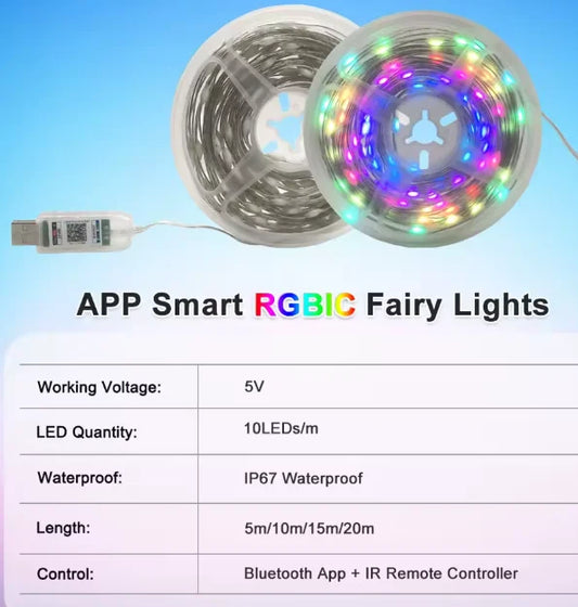 Luces LED Smart Serie 5m Bluetooth | Tira SMD de Alta Intensidad, Control por App y Alimentación USB