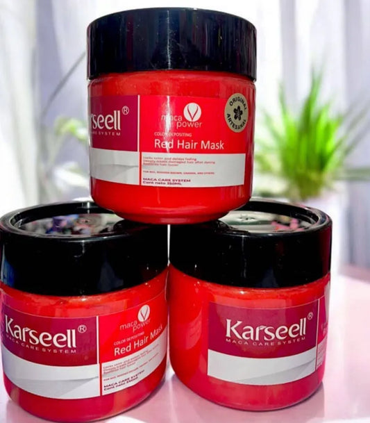 Mascarilla Roja Karseell con Colágeno | Reparador Capilar Intensivo para Cabello Maltratado, Seco y con Frizz