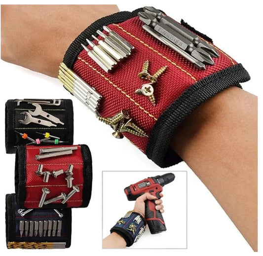 Muñequera Magnética de Alta Potencia | Tercera Mano para Tornillos y Herramientas, Ajuste con Velcro Universal