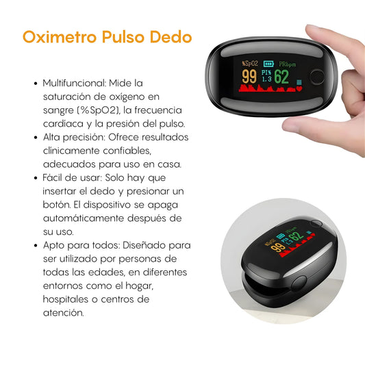 Oxímetro de Dedo Profesional Oxivida | Medidor de Oxígeno en Sangre (SpO2) y Frecuencia Cardíaca con Apagado Automático
