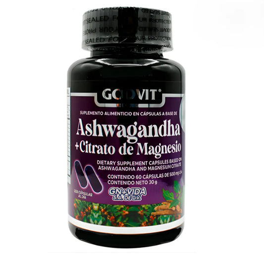 Ashwagandha con Magnesio Certificado COFEPRIS | 60 Cápsulas para Reducción de Estrés y Sueño Reparador | Suplemento Adaptógeno Natural | Apoyo para Memoria, Energía y Recuperación Muscular