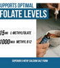 Suplemento 5-MTHF L-Metilfolato + Vitamina B12 | Fórmula de Alta Absorción para el Desarrollo Neurológico | Apoyo en el Crecimiento, Habla y Función Cognitiva | Regulación de Estado de Ánimo y Concentración
