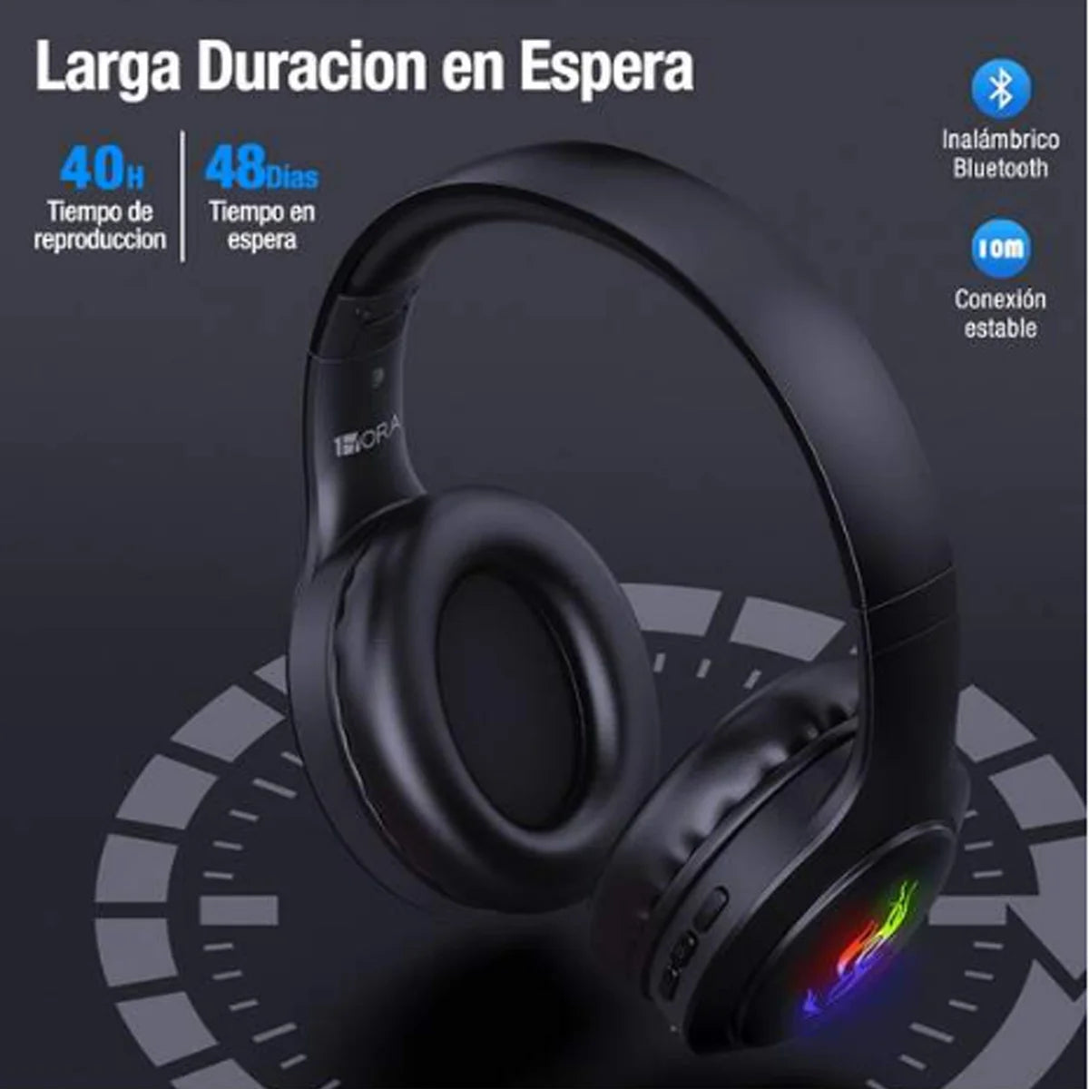 Audífonos Gamer Bluetooth | Sonido Hi-Fi, Baja Latencia y Micrófono Ajustable, Diadema Acolchada