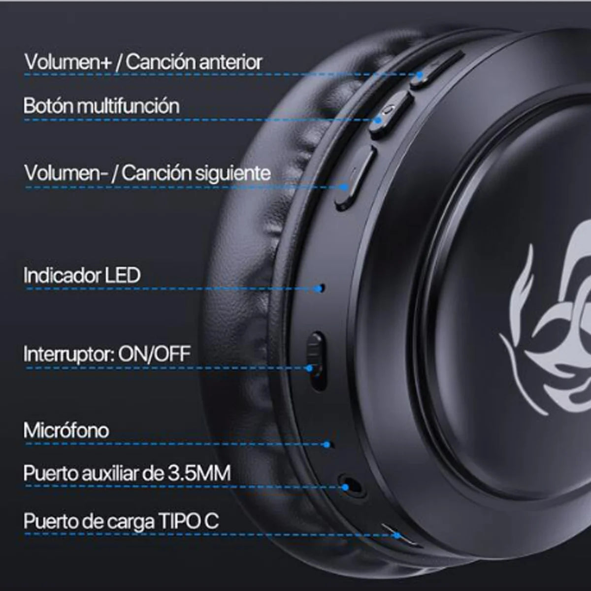 Audífonos Gamer Bluetooth | Sonido Hi-Fi, Baja Latencia y Micrófono Ajustable, Diadema Acolchada