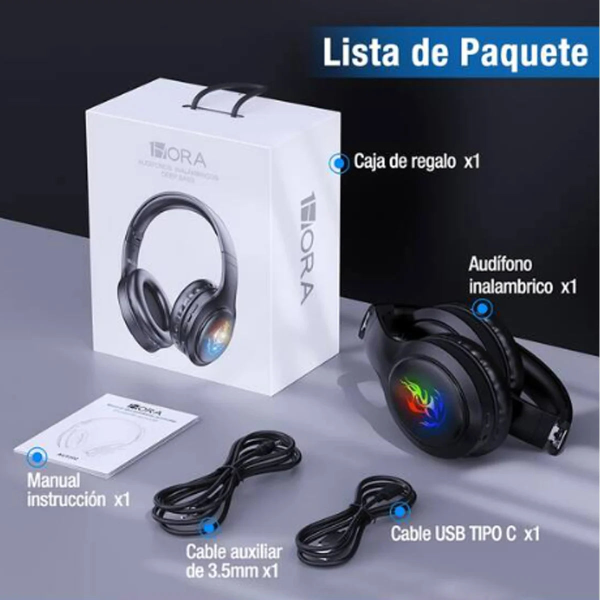 Audífonos Gamer Bluetooth | Sonido Hi-Fi, Baja Latencia y Micrófono Ajustable, Diadema Acolchada