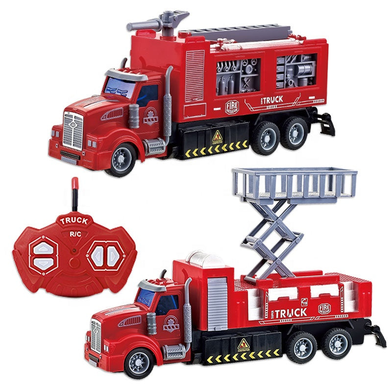 Camión de Bomberos RC a Escala 1:32 | 4 Canales, Juguete Teledirigido Eléctrico, Certificado EN71