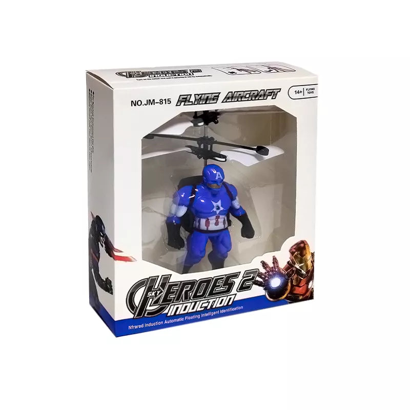Juguete Volador Capitán América de Inducción | Mini Dron con Sensor de Obstáculos, Giroscopio Inteligente y Carga USB