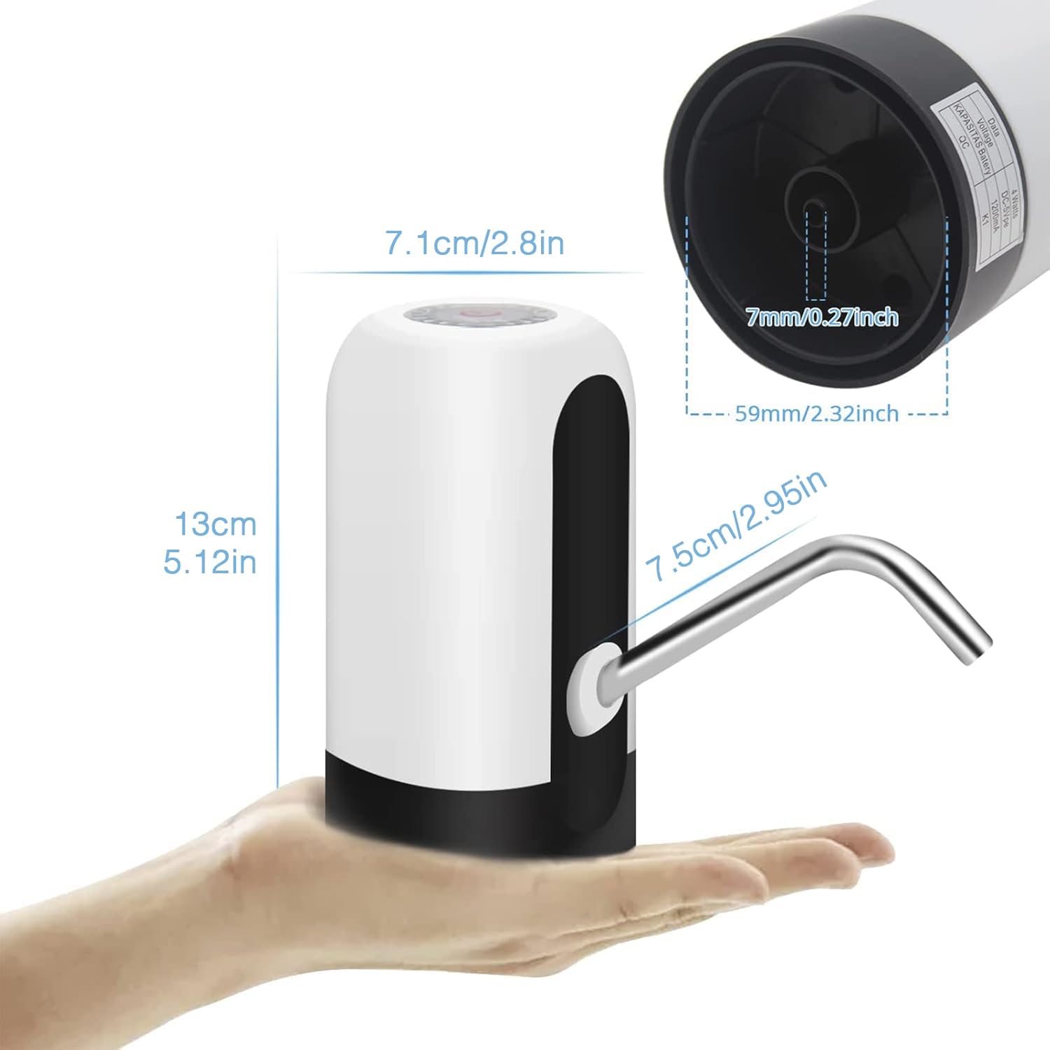 Dispensador de Agua Automático | Recargable USB, Acero Inox 304, para Botellones de 5 Galones