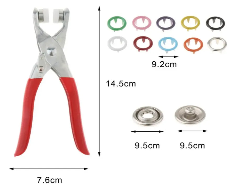 Kit de Pinzas Manuales con 100 Botones a Presión Perlados | Herramienta de Sujeción Metálica para Costura y Manualidades | Ideal para Ropa Delgada, Camisas y Bebés | Kit Completo de Broches de Presión