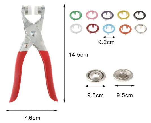 Kit de Pinzas Manuales con 100 Botones a Presión Perlados | Herramienta de Sujeción Metálica para Costura y Manualidades | Ideal para Ropa Delgada, Camisas y Bebés | Kit Completo de Broches de Presión