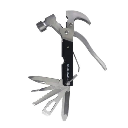 Martillo Multiherramienta Portátil 18 en 1 | Herramienta de Supervivencia de Acero Inoxidable | Kit Multifuncional para Camping, Pesca y Hogar | Incluye Alicates, Destornilladores, Sierras y Funda
