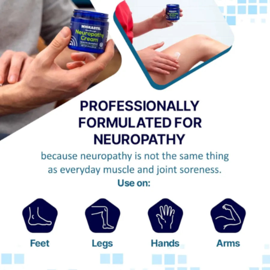 Crema Migrastil Extra Strength para Alivio de Neuropatía | Fórmula Calmante de Rápida Absorción con Aloe Vera | Sin Mentol ni Alcanfor | Apoyo para Piernas Inquietas, Manos y Pies | 100% Botánica y No Grasosa