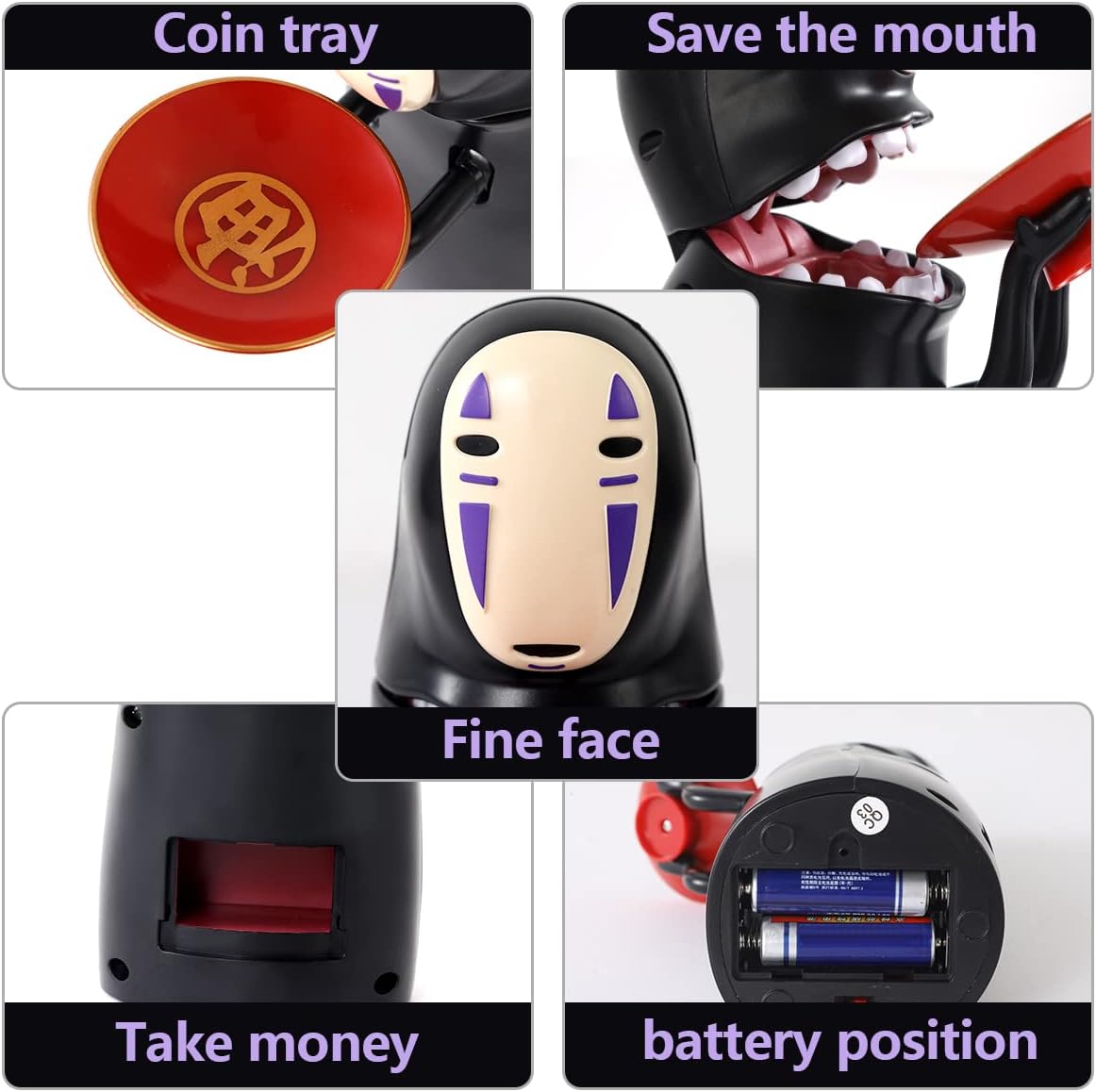 Alcancía Interactiva No Face Man (Kaonashi) | Automática con Música y Sensor de Monedas | Decoración ABS de Alta Calidad