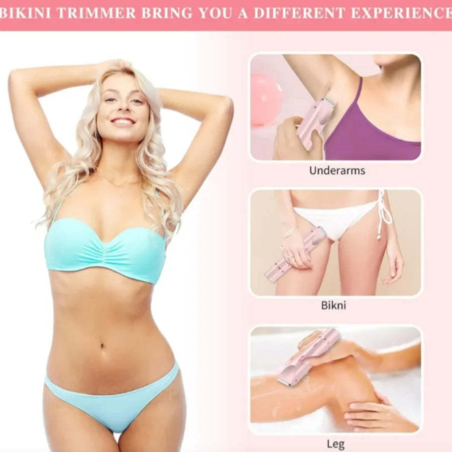 Rasuradora Femenina 2 en 1 | Depilador Facial y Corporal Recargable, Recortadora de Bikini para Zonas Sensibles