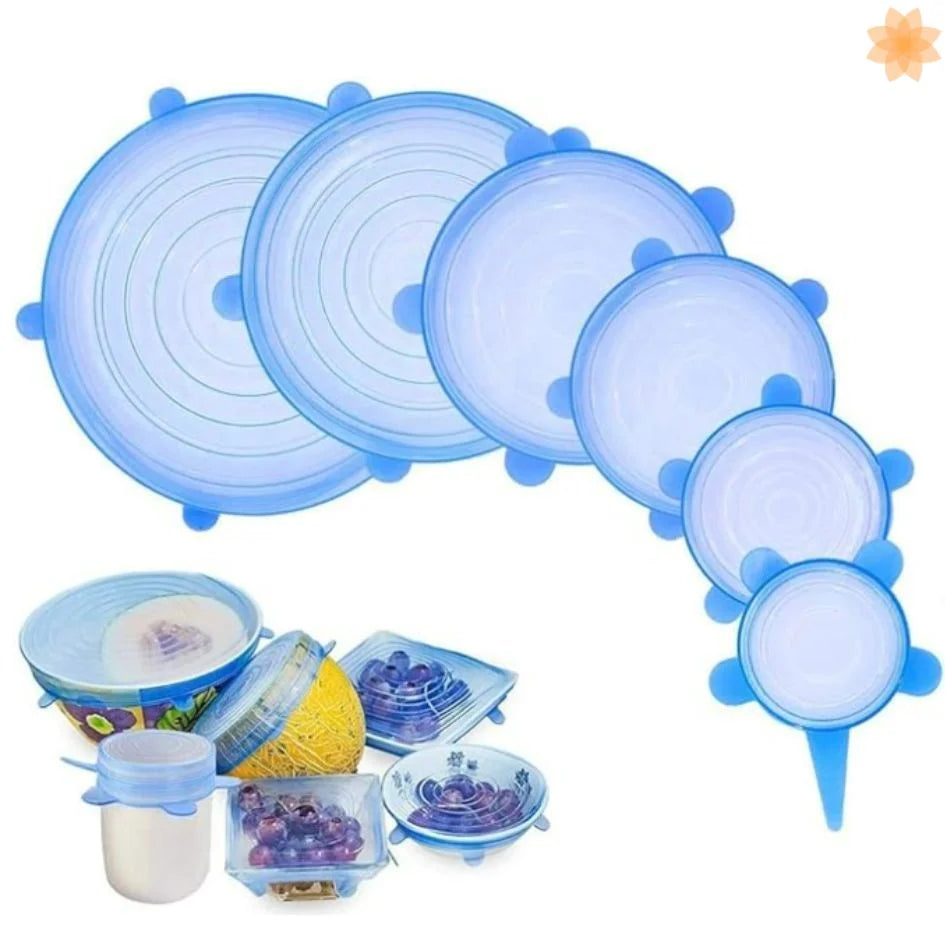 Set de 30 Tapas de Silicona Reutilizables | Flexibles, Ecológicas y Herméticas para Alimentos, Libre de BPA
