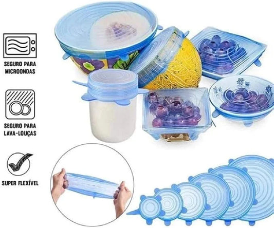 Set de 30 Tapas de Silicona Reutilizables | Flexibles, Ecológicas y Herméticas para Alimentos, Libre de BPA