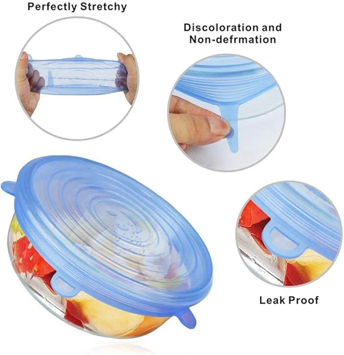 Set de 30 Tapas de Silicona Reutilizables | Flexibles, Ecológicas y Herméticas para Alimentos, Libre de BPA