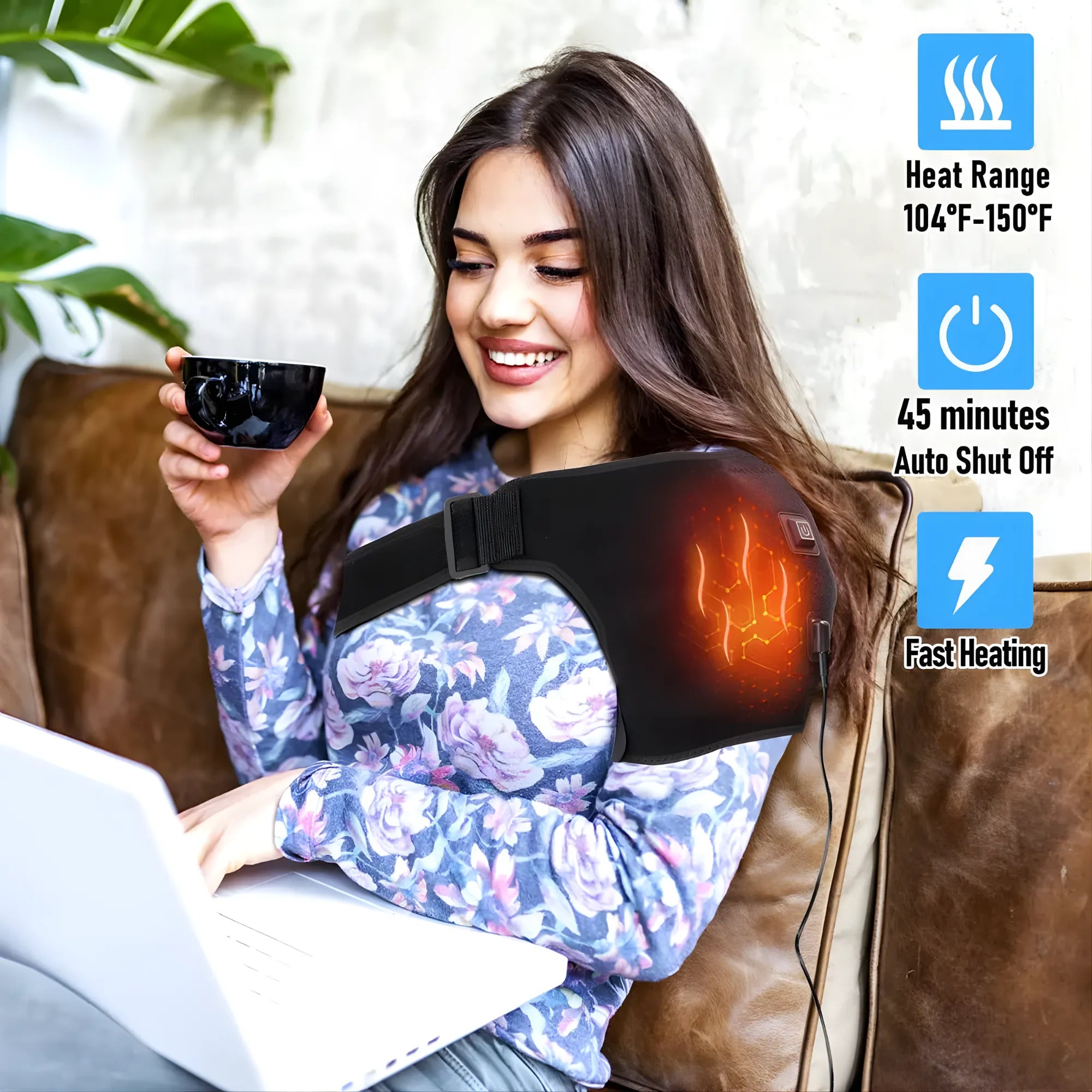 Hombrera Térmica con Calefacción Eléctrica Nexiora | Soporte para Manguito Rotador, Hombro Congelado y Lesiones | 3 Ajustes de Calor y Compresión Ajustable | Alivio de Dolor Muscular y Tendinitis | Diseño Universal Hombre/Mujer