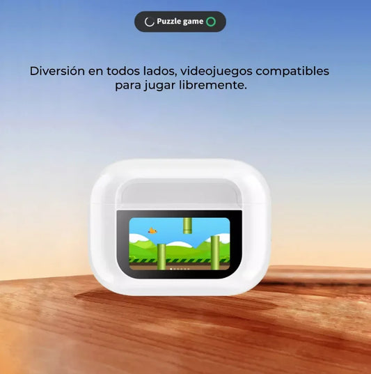 Audífonos Bluetooth con Pantalla Táctil Inteligente | Cancelación de Ruido, Control de Cámara