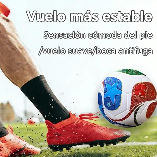 Combo Mundialista Nexiora | Balón de Fútbol No. 5 Medida Oficial + Llavero Réplica del Mundial de Regalo | Costuras Reforzadas de Alta Duración | Ideal para Entrenamiento, Partidos y Coleccionistas