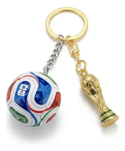 Combo Mundialista Nexiora | Balón de Fútbol No. 5 Medida Oficial + Llavero Réplica del Mundial de Regalo | Costuras Reforzadas de Alta Duración | Ideal para Entrenamiento, Partidos y Coleccionistas