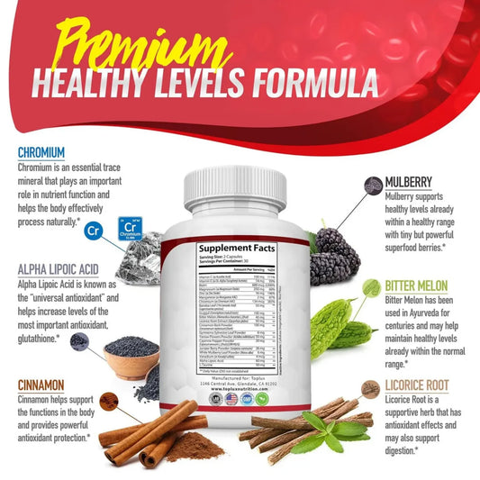 Suplemento Blood Sugar Nexiora | Complejo Avanzado para Azúcar en Sangre 940mg | 20 Ingredientes Activos con Canela, Cromo, Morera y Melón Amargo | Soporte Metabólico y Bienestar Natural | 60 Cápsulas de Alta Absorción (Suministro de 30 Días)