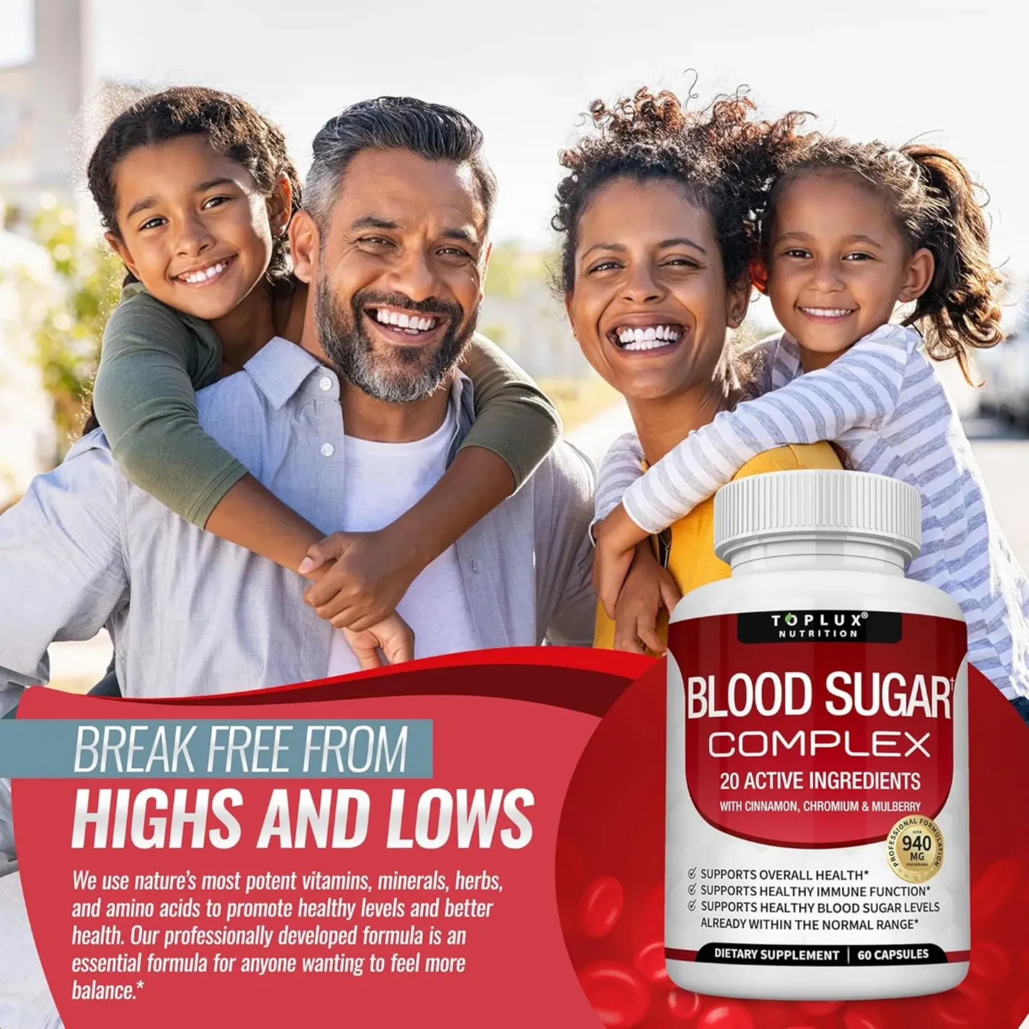 Suplemento Blood Sugar Nexiora | Complejo Avanzado para Azúcar en Sangre 940mg | 20 Ingredientes Activos con Canela, Cromo, Morera y Melón Amargo | Soporte Metabólico y Bienestar Natural | 60 Cápsulas de Alta Absorción (Suministro de 30 Días)