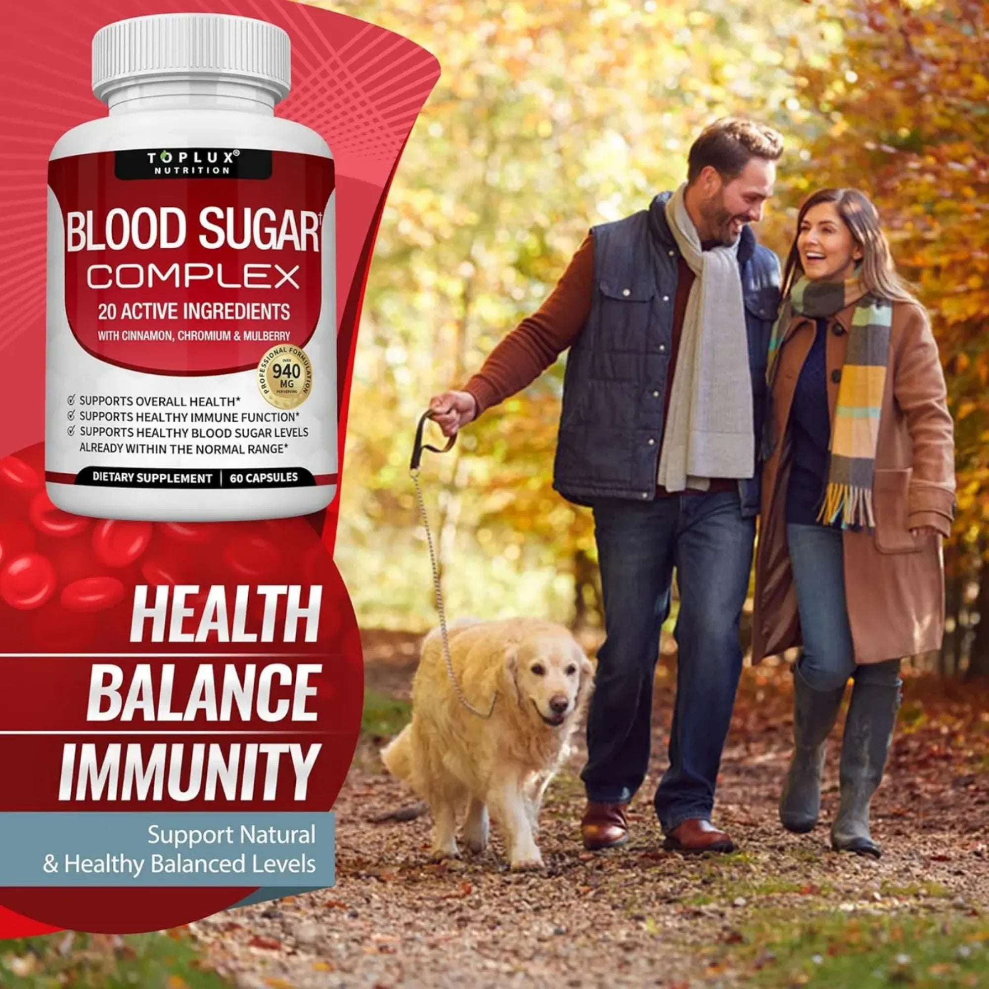 Suplemento Blood Sugar Nexiora | Complejo Avanzado para Azúcar en Sangre 940mg | 20 Ingredientes Activos con Canela, Cromo, Morera y Melón Amargo | Soporte Metabólico y Bienestar Natural | 60 Cápsulas de Alta Absorción (Suministro de 30 Días)