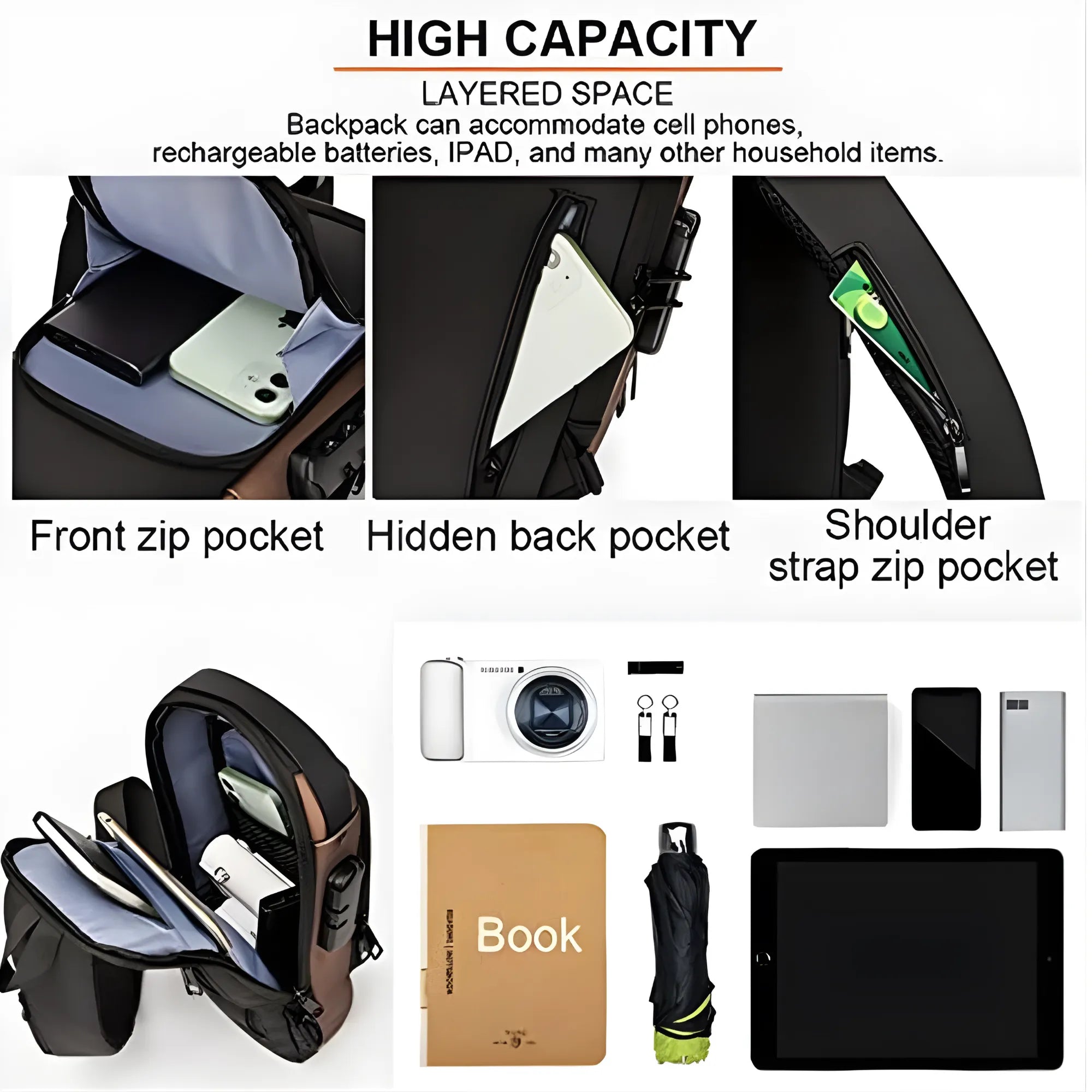 Bolso Antirrobo Impermeable Nexiora | Bandolera Cruzada con Candado de Combinación de 3 Dígitos | Puerto de Carga USB y Tira Reflectante | Tela Oxford de Alta Calidad | Ideal para iPad, Viajes, Trabajo y Escuela