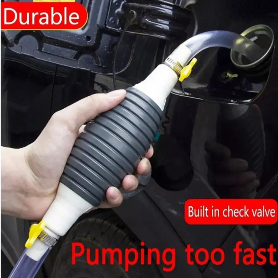 Bomba de Sifón Manual de Alto Flujo para Combustible | Extractor de Gasolina, Diésel y Agua con Manguera de PVC Reforzada | Kit de Transferencia Rápida