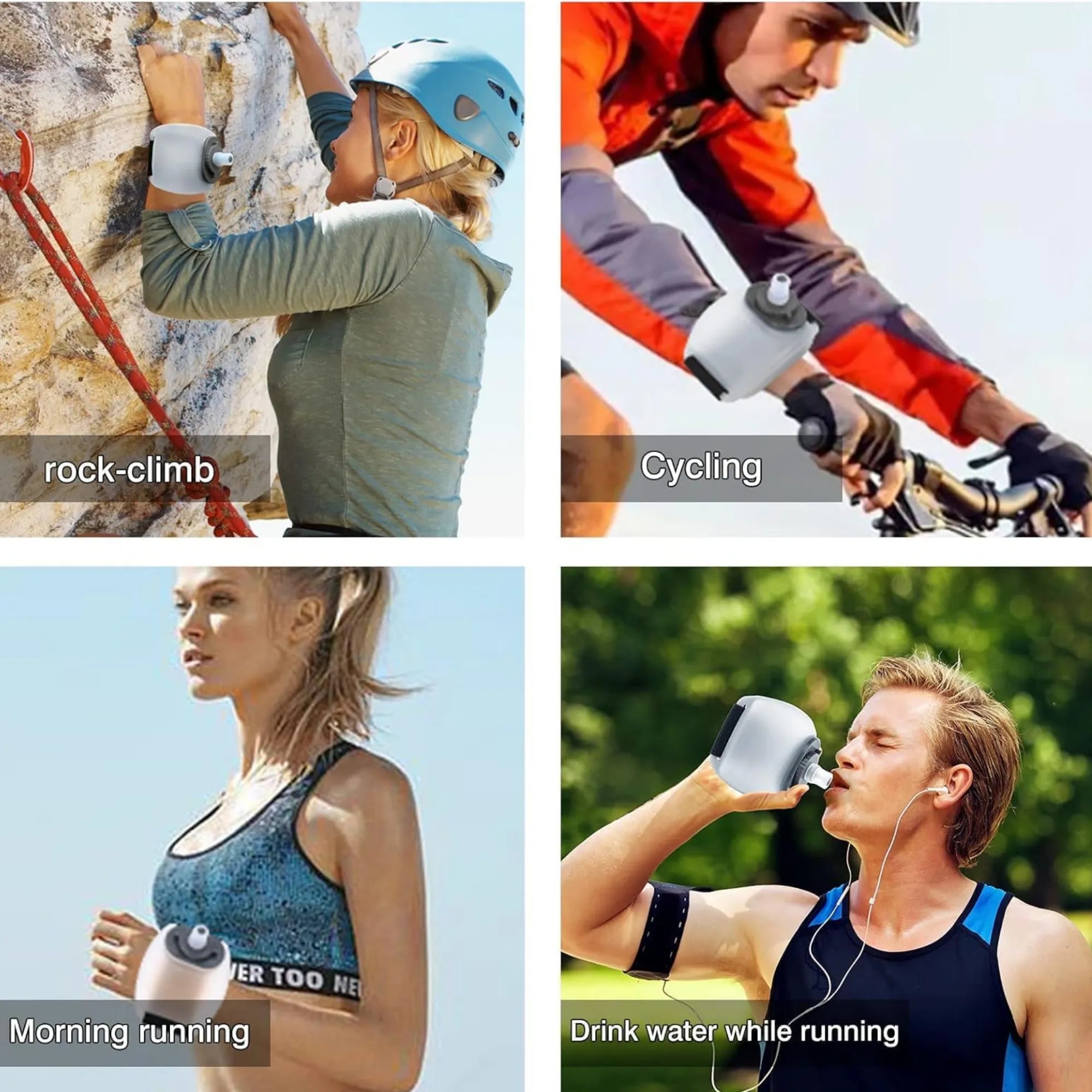 Botella de Agua de Muñeca para Running | Hidratación Manos Libres de Silicona Grado Alimenticio, Colapsable y Antifugas