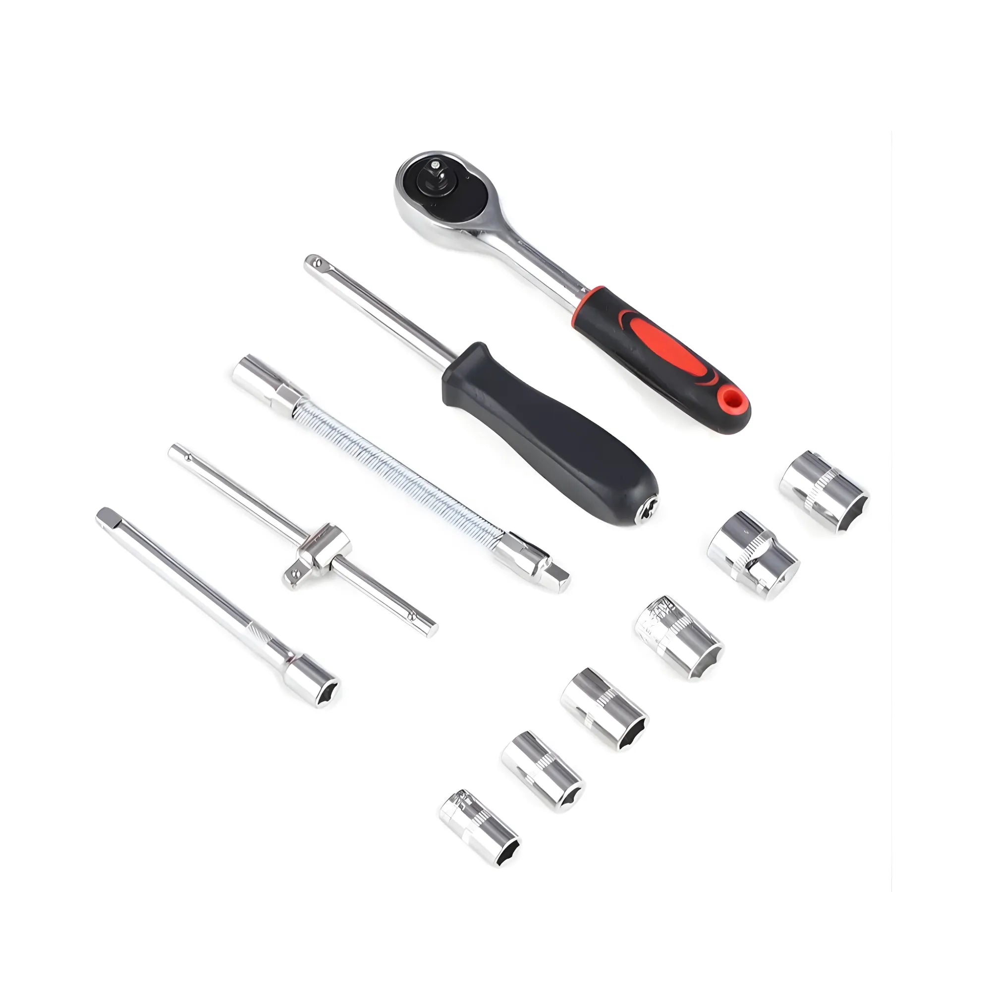 Juego de Llaves y Dados de 46 Piezas con Matraca | Kit de Herramientas Profesional en Estuche Rígido | Trinquete Versátil para Bricolaje, Mecánica y Reparaciones | Acero Resistente