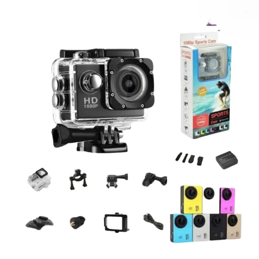 Cámara Deportiva Tipo Go Pro 2.7K Ultra HD | Sumergible 30m Waterproof | Pantalla LCD 2.0" | Videocámara para Casco y Deportes Extremos | Versión OEM Multiuso