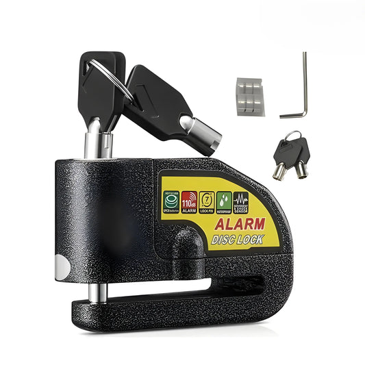 Candado de Alarma para Motocicleta y Scooter | Bloqueo de Freno de Disco Antirrobo 110dB | Fabricado en Aleación de Aluminio Impermeable | Sensor de Vibración de Alta Sensibilidad | Universal para Moto y Bicicleta