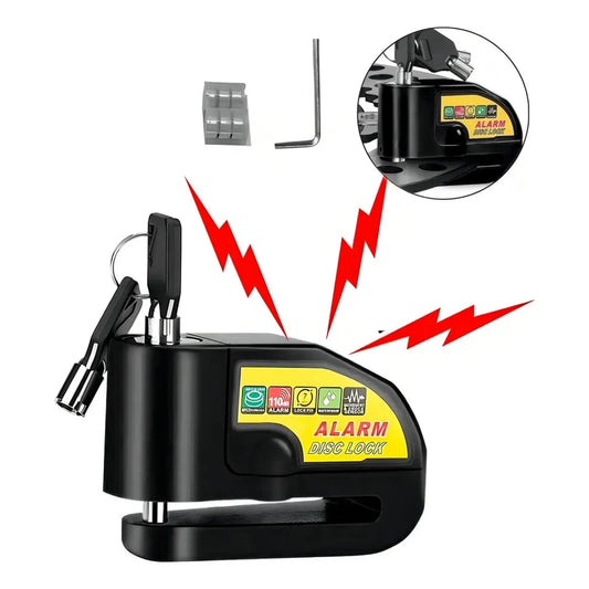 Candado de Alarma para Motocicleta y Scooter | Bloqueo de Freno de Disco Antirrobo 110dB | Fabricado en Aleación de Aluminio Impermeable | Sensor de Vibración de Alta Sensibilidad | Universal para Moto y Bicicleta