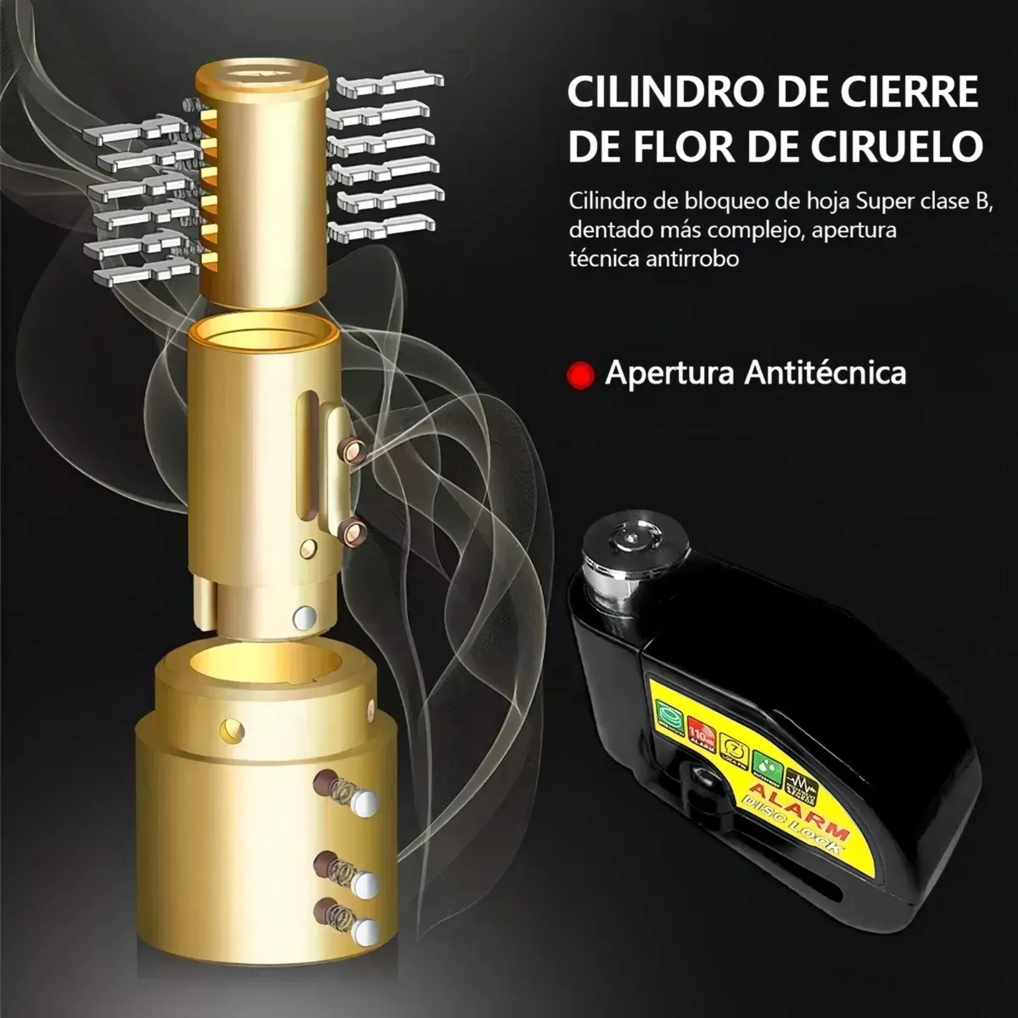 Candado de Alarma para Motocicleta y Scooter | Bloqueo de Freno de Disco Antirrobo 110dB | Fabricado en Aleación de Aluminio Impermeable | Sensor de Vibración de Alta Sensibilidad | Universal para Moto y Bicicleta