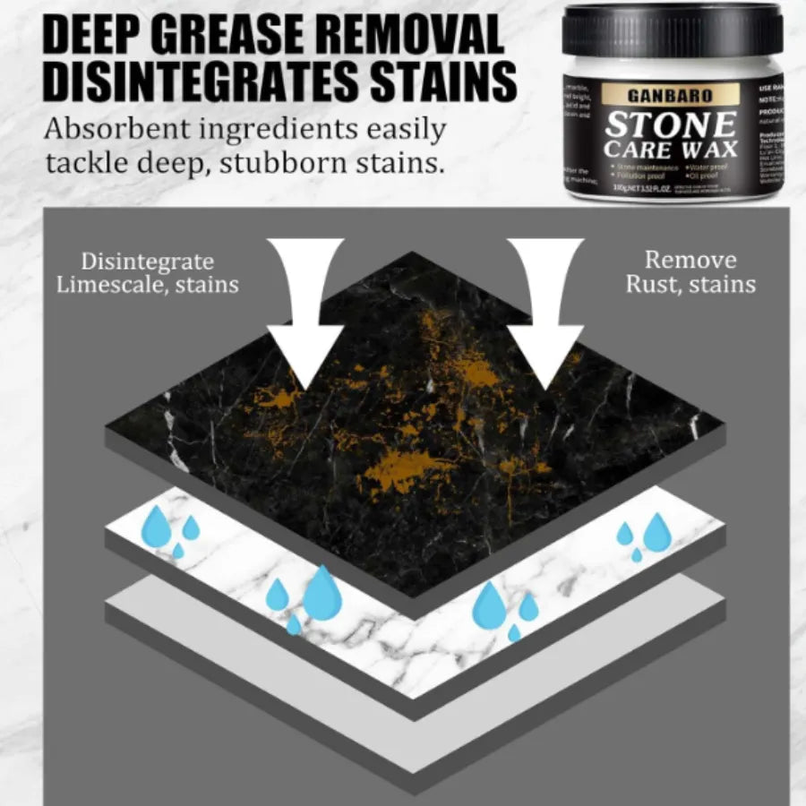 Cera para Pulir Piedra y Azulejos 100g | Stone Care Wax para Mármol, Granito y Cuarzo | Limpiador Abrillantador con Capa Impermeable