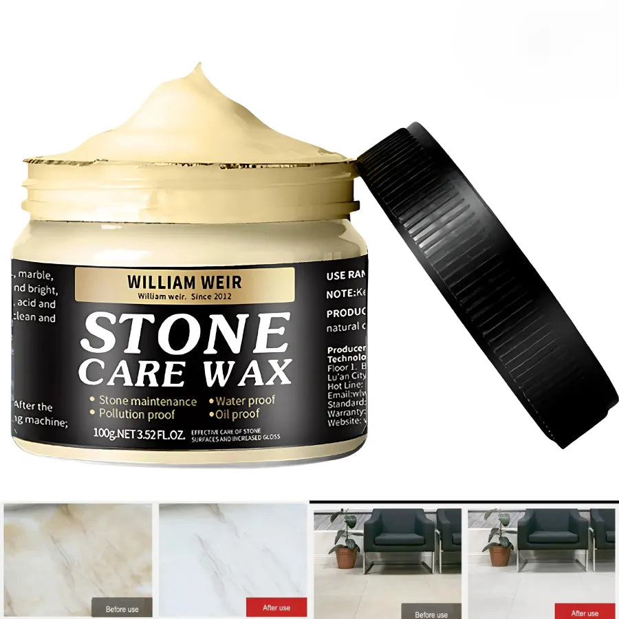Cera para Pulir Piedra y Azulejos 100g | Stone Care Wax para Mármol, Granito y Cuarzo | Limpiador Abrillantador con Capa Impermeable