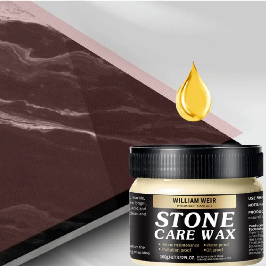 Cera para Pulir Piedra y Azulejos 100g | Stone Care Wax para Mármol, Granito y Cuarzo | Limpiador Abrillantador con Capa Impermeable