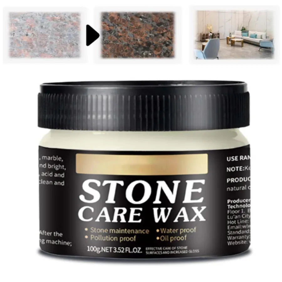 Cera para Pulir Piedra y Azulejos 100g | Stone Care Wax para Mármol, Granito y Cuarzo | Limpiador Abrillantador con Capa Impermeable