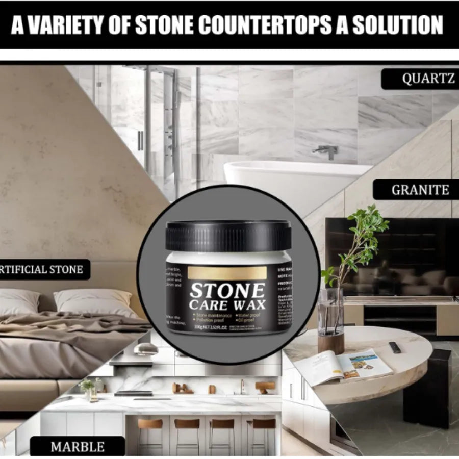 Cera para Pulir Piedra y Azulejos 100g | Stone Care Wax para Mármol, Granito y Cuarzo | Limpiador Abrillantador con Capa Impermeable
