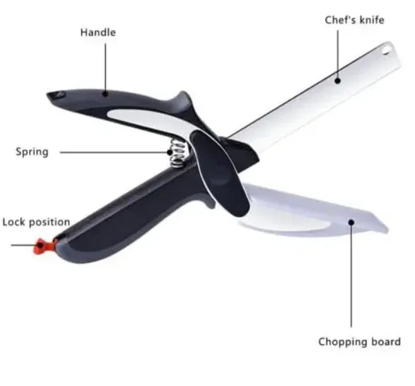 Cortador Inteligente Clever Cutter 2 en 1 | Cuchillo y Tabla de Cortar Integrada, Acero Inoxidable y Bloqueo de Seguridad