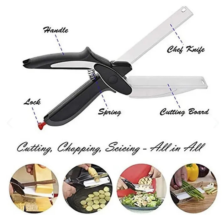 Cortador Inteligente Clever Cutter 2 en 1 | Cuchillo y Tabla de Cortar Integrada, Acero Inoxidable y Bloqueo de Seguridad