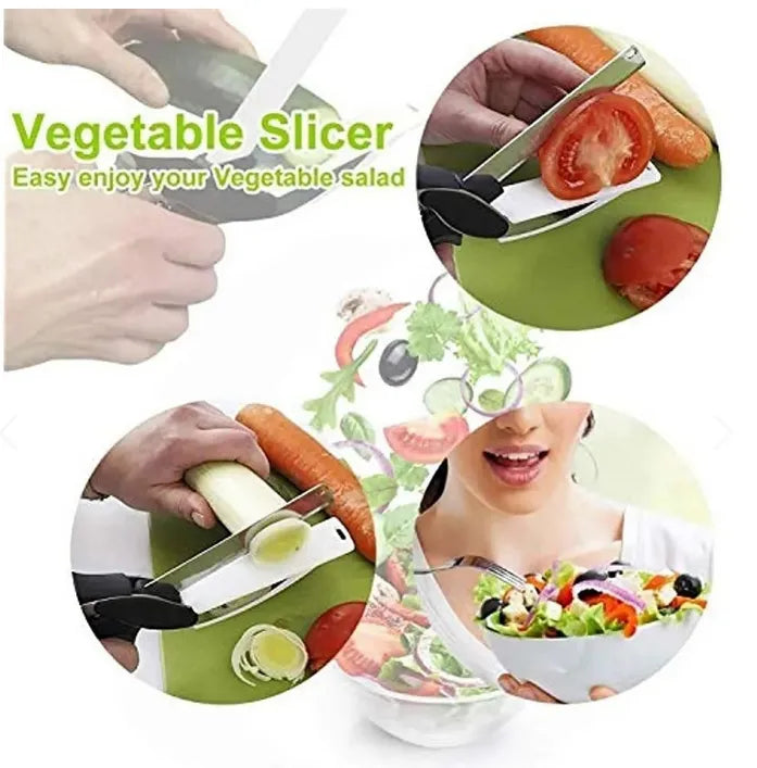 Cortador Inteligente Clever Cutter 2 en 1 | Cuchillo y Tabla de Cortar Integrada, Acero Inoxidable y Bloqueo de Seguridad