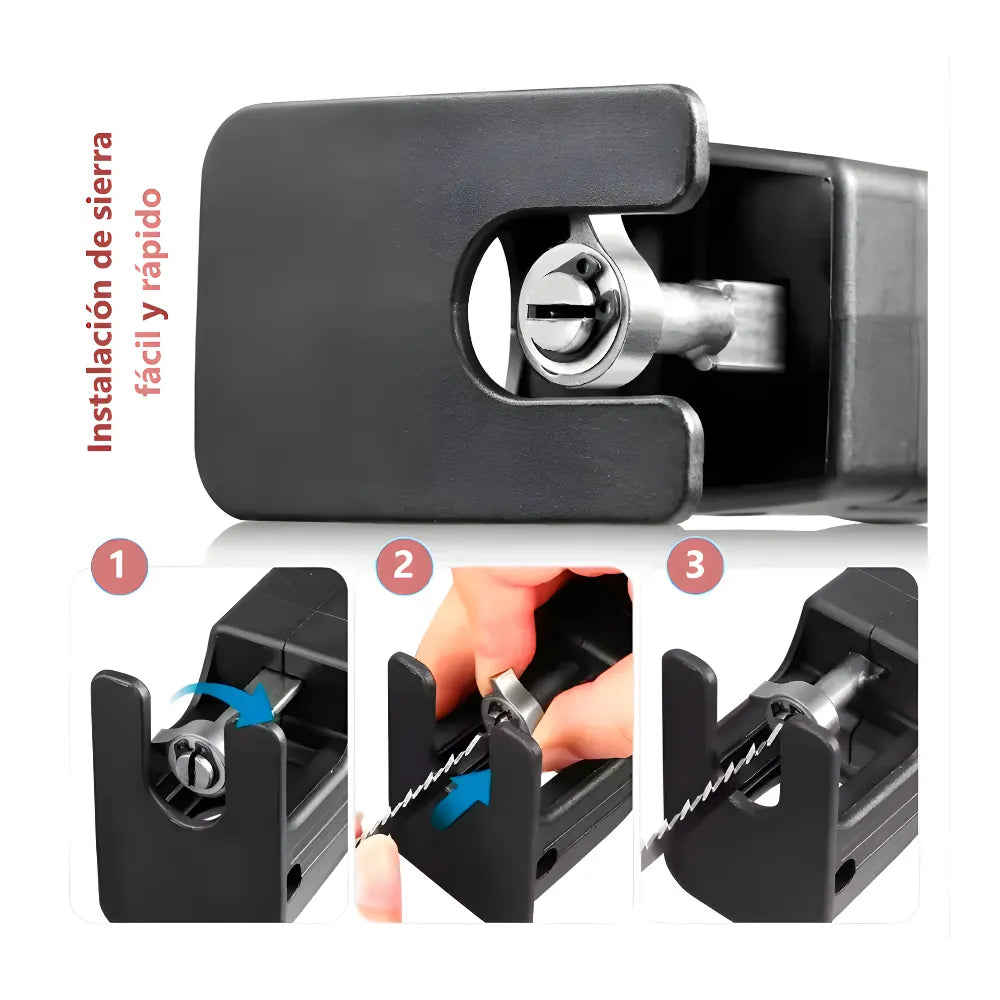 Adaptador de Sierra Recíproca para Taladro | Kit de Carpintería con 3 Hojas de Sierra | Cortador Versátil para Madera y Metal | Mango Antideslizante y Deflector de Seguridad