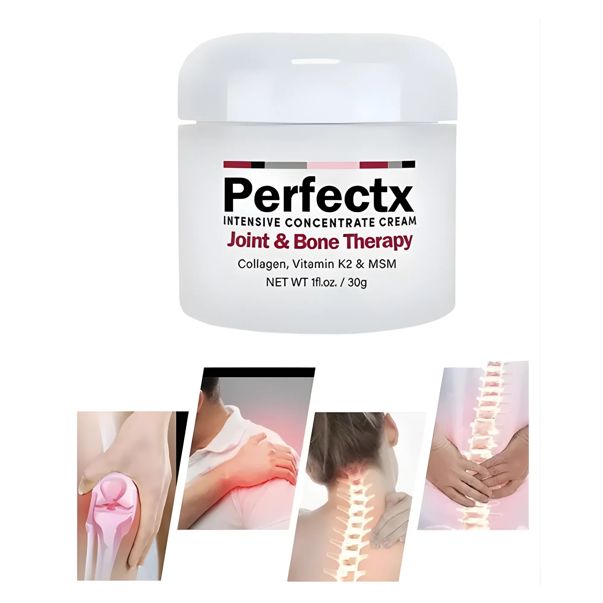 Crema Reparadora Perfectx 30g | Tratamiento para Artritis, Dolor Articular y de Espalda | Con MSM, Colágeno y Condroitina para Salud Ósea
