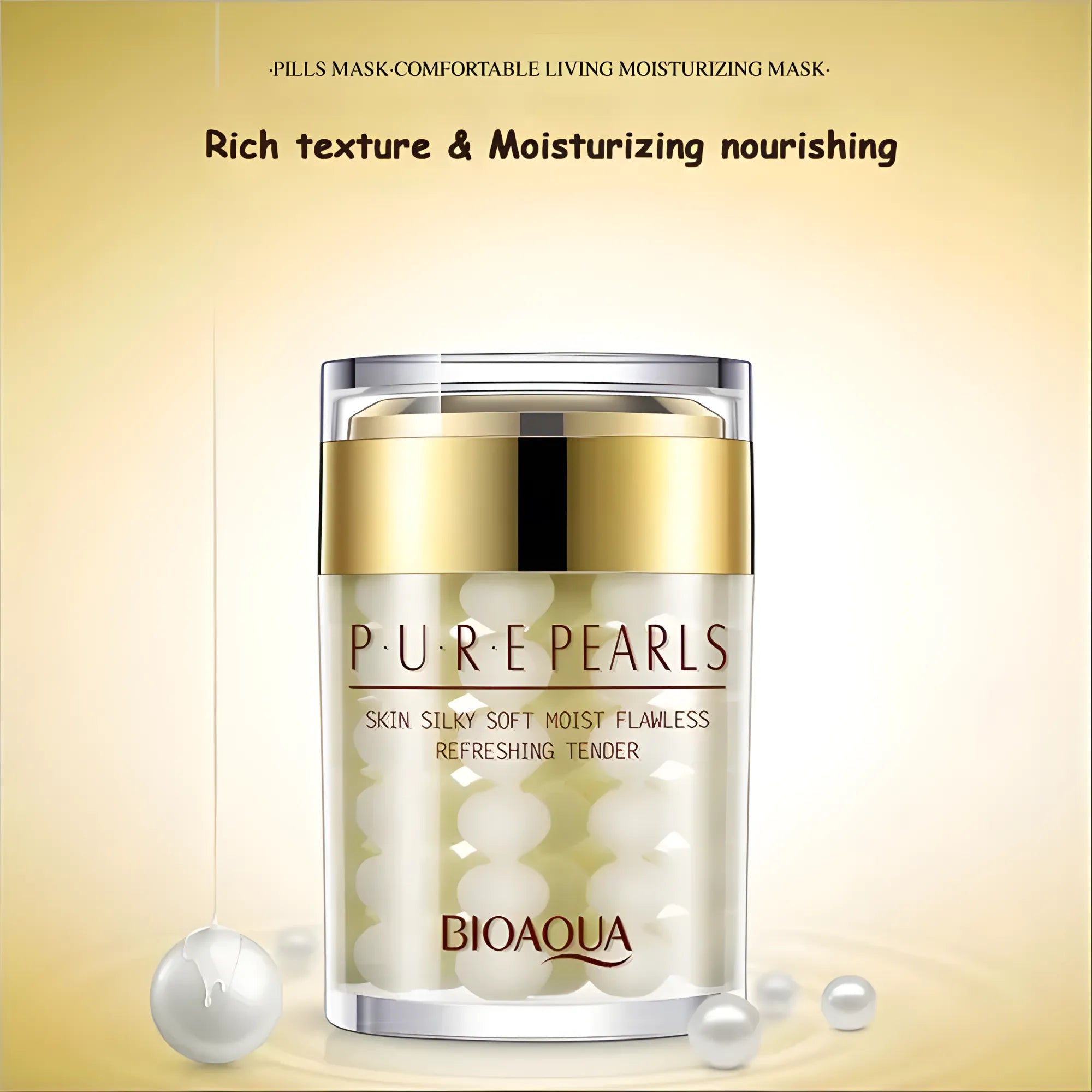 Crema Facial de Perlas Rejuvenecedora | Loción Humectante para Cara y Cuello, Efecto Aclarante y Nutrición Intensa con Esencia Marina